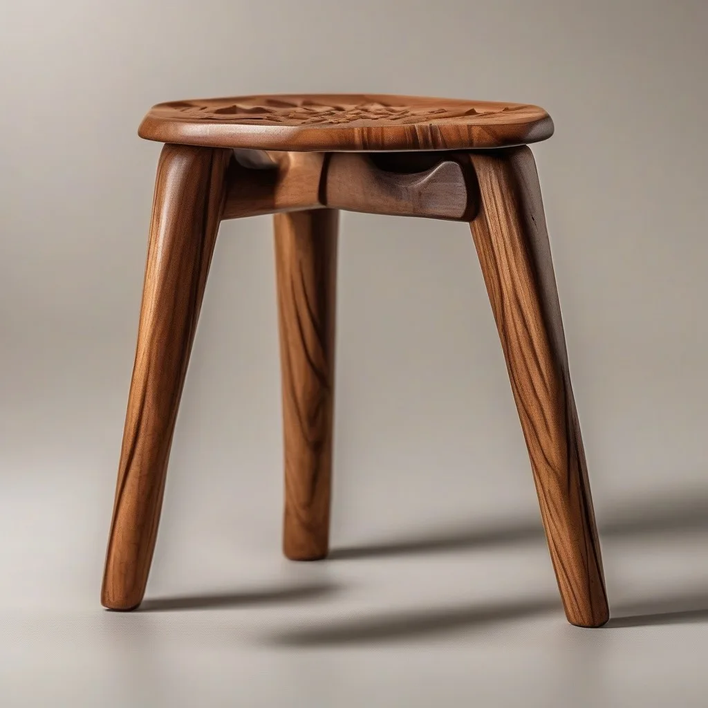 Carved Acacia Stool